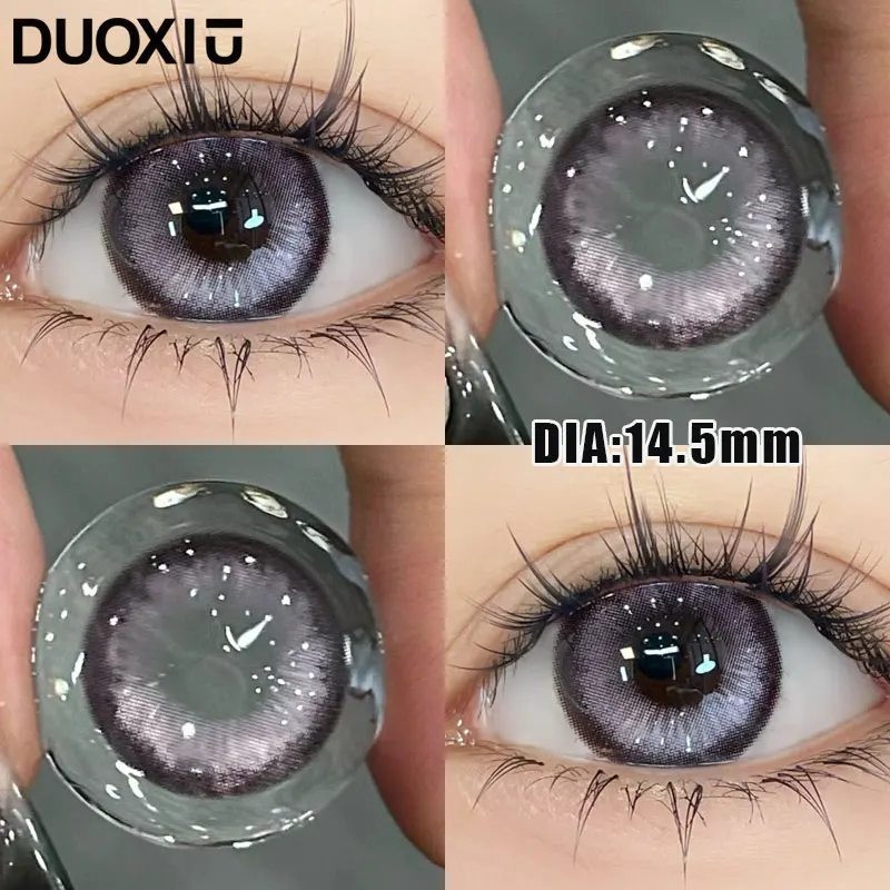 DuoXiu 1Pair Contact Lenses for Eye Big Pupils Lenses Diameter 14.5mm Blue Grey Eye Degree Prescription -0.00 to -8.00