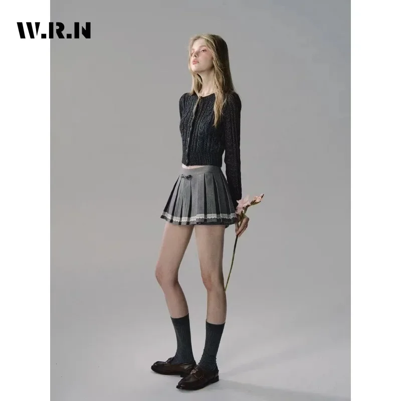 Women\'s Fashion Casual Preppy Style High Waist Slim Fit A-line Female Mini Skirt 2024 Spring Hotsweet Cute Bow Pleated Skirts