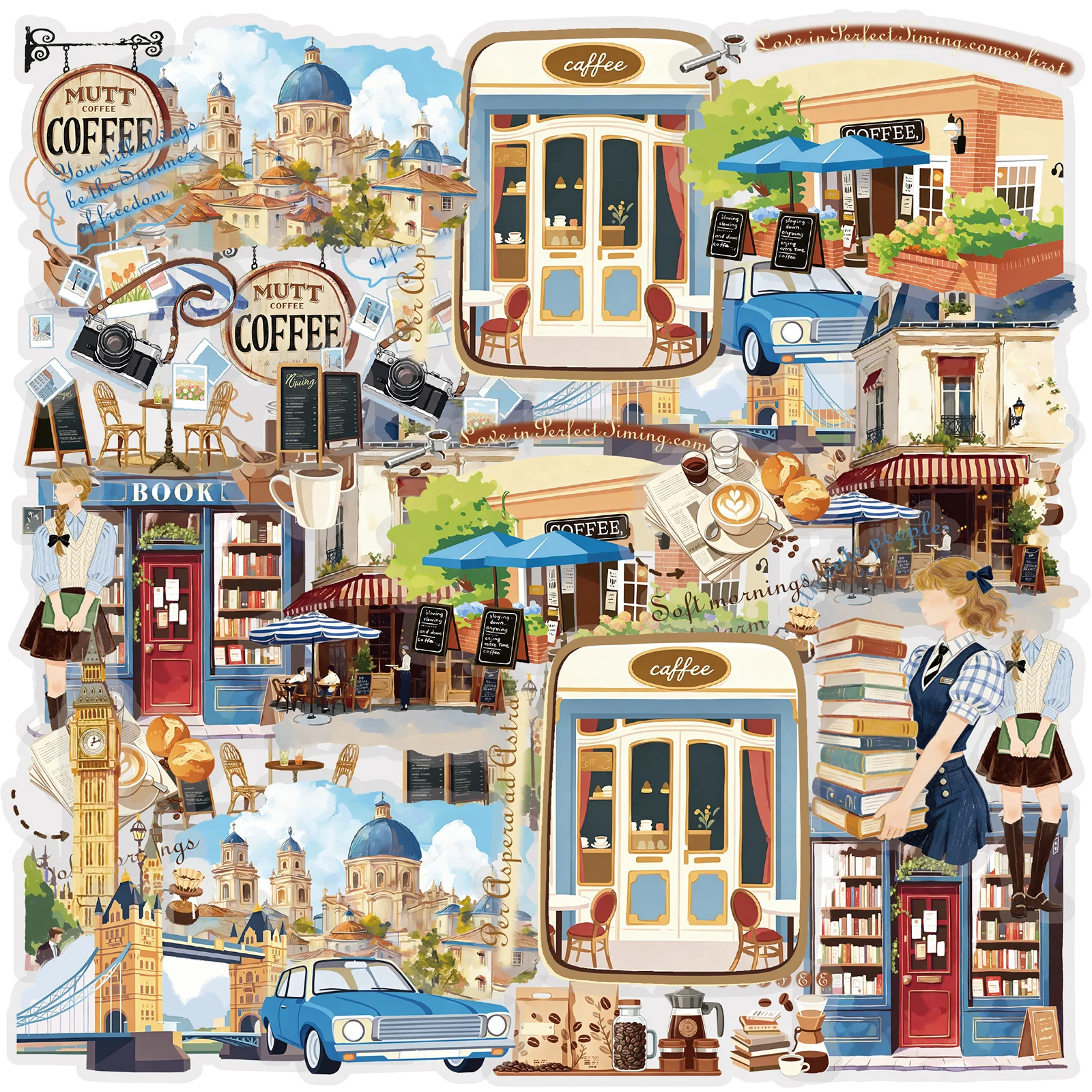 Etori Life 15Pcs British Town Travel Pet Stickers London Landmarks Cafe Buildings Journal Collage Materials Suitable for Student Notebooks, Phone Stickers, Luggage, Photo Albums, Diaries, Pencil Cases, Pen Holders, Bicycles and Helmets, Postcards and Envelopes, School Supplies, Scrapbook Supplies, Office Decorations, Room Decorations, Back-To-School Season, Cycling Decals