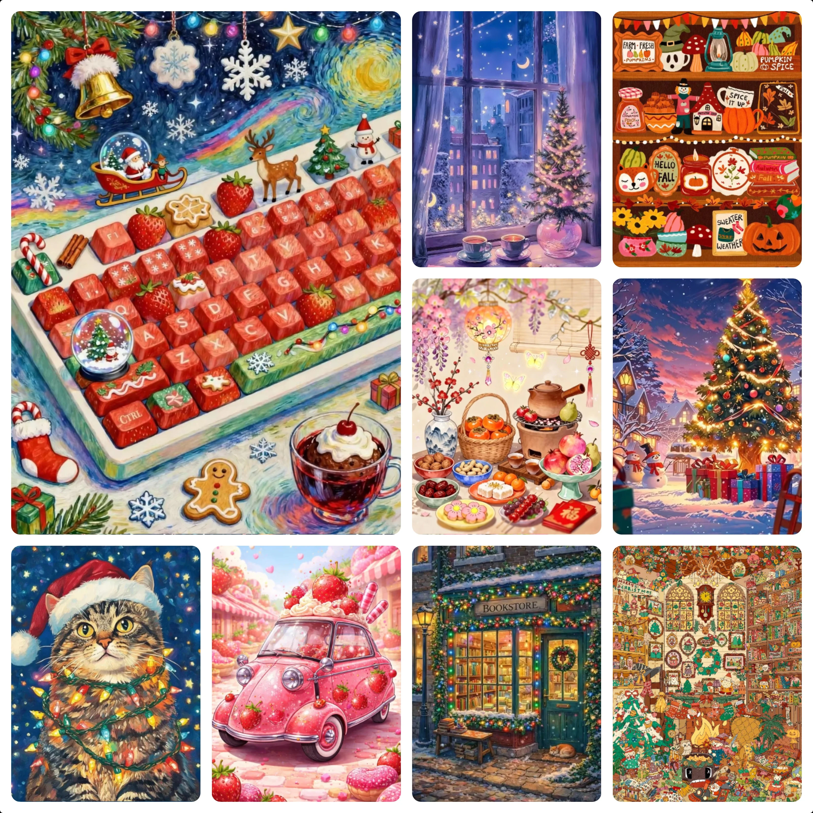 Cozy Ghost Cat Christmas Autumn Warm Jigsaw Puzzles 500/1000/1200/2000PCS Handmade Art Exquisite Home Decor Gift No Frame