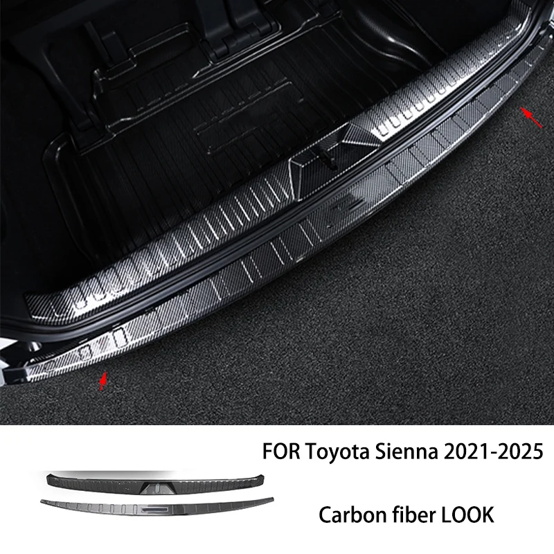 Toyota Sienna 2021-2025 Stainless steel Carbon fiber Rear Trunk outside inside Bumper Protector cover sill guard Trim