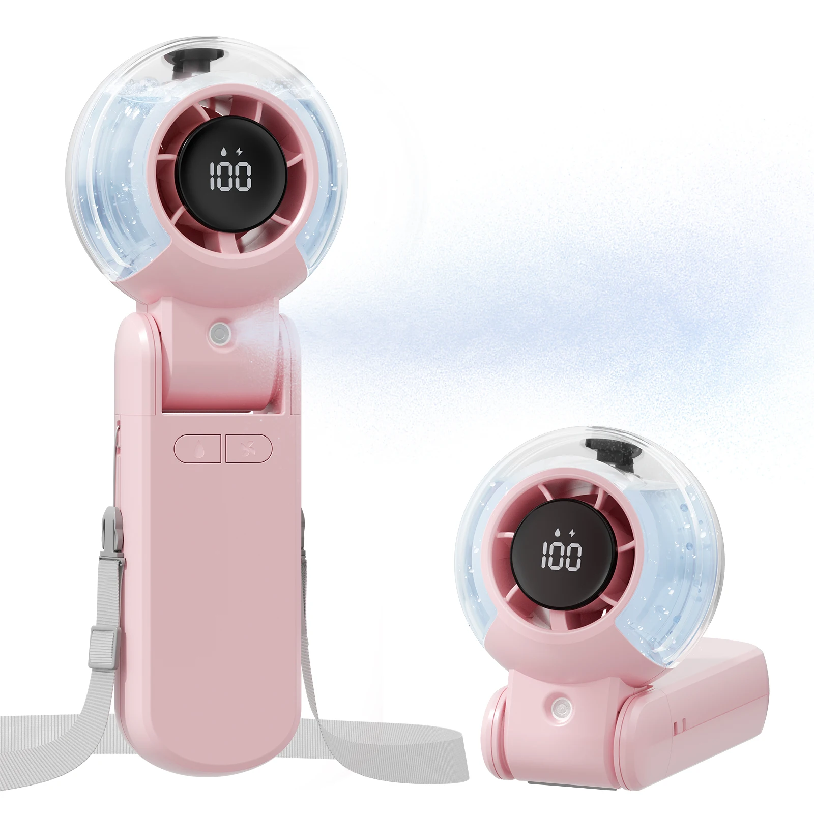

Cute Mist Fan for Girls, 5-Speed Foldable Beauty Fan with Digital Display, 4000mAh Rechargeable Spray Fan for Summer & Makeup