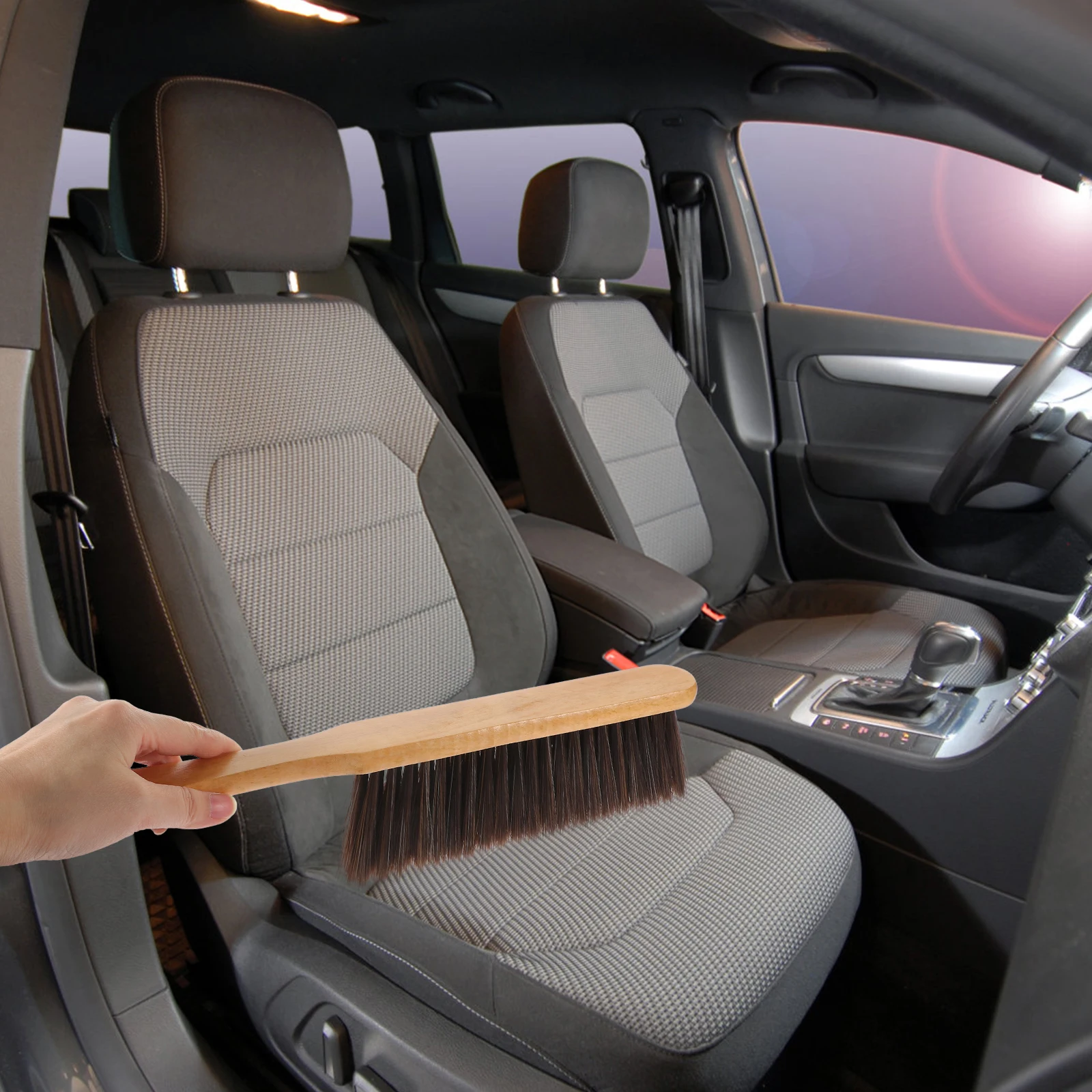 

2pcs Bed Soft Brush Cleaning Brush Wood Handle Soft Bristles Multi-functional Household Dust Removal Sofa Car Instrument