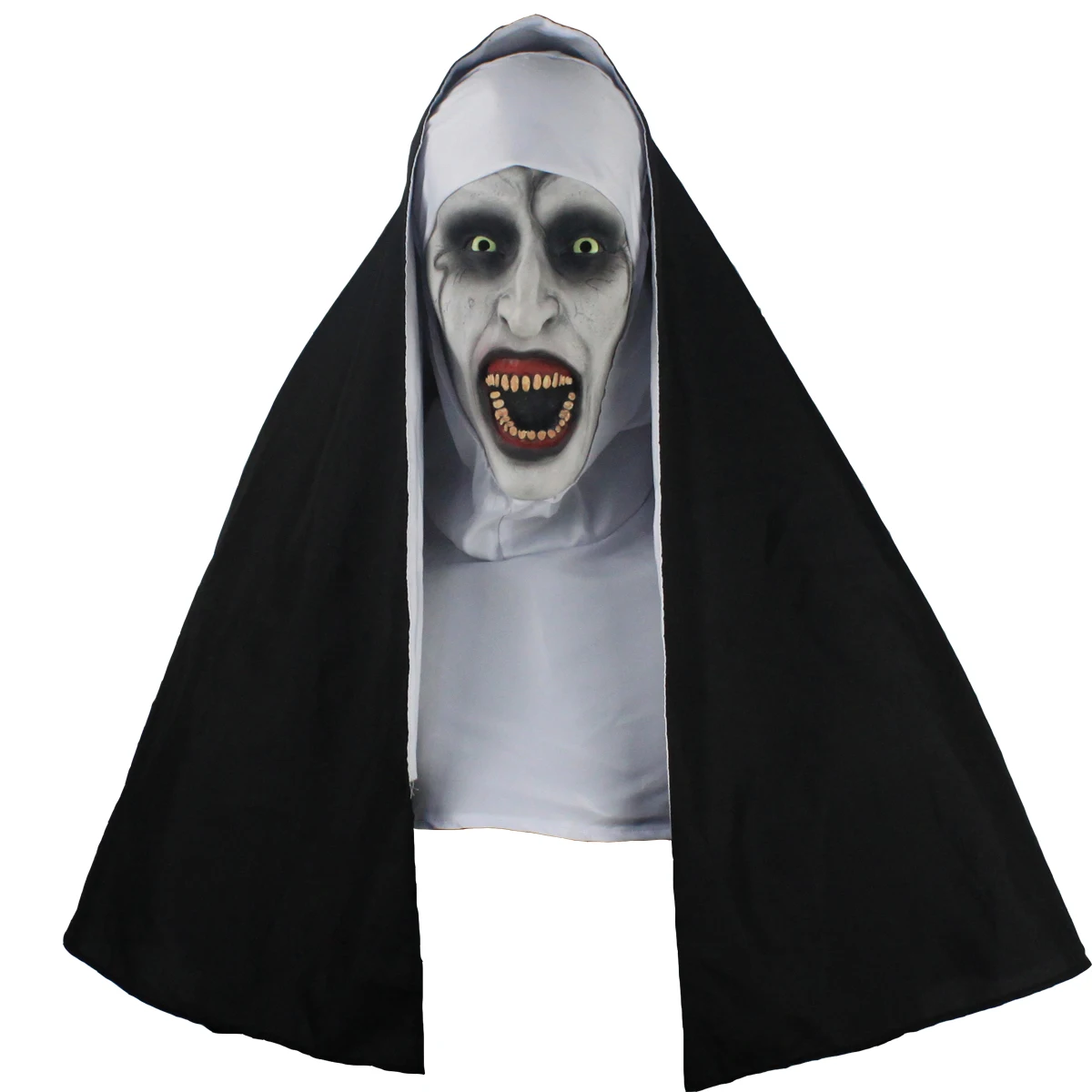 The Nun Maske – Latex Vollkopfmaske Mit Kopftuch – Gruselig Für Halloween & Cosplay