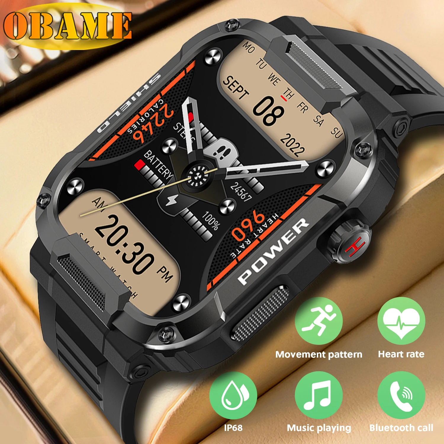 2025NEW Rugged Military Smart Watch Men For Android IOS Ftiness Watches IP68 Waterproof1.85'' AI Voice Bluetooth Call Smartwatch