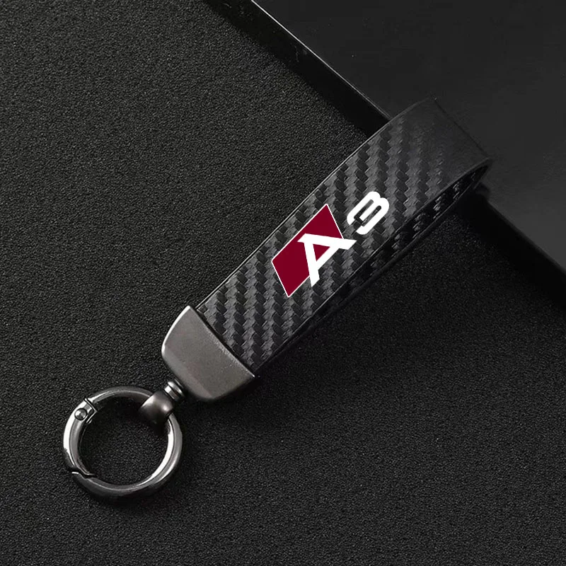 

Carbon fiber Leather Car Keyring Exquisite Anti-lost Car Keychain For Audi A3 1996-2003 2004-2013 2014 2015 2016 2017 2018