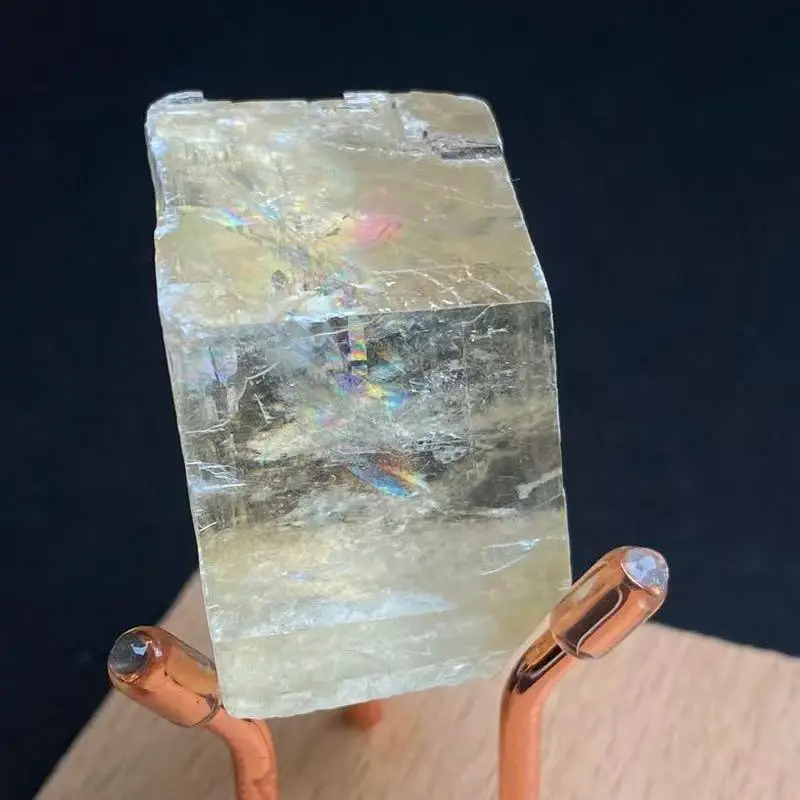 Natural crystal rainbow calcite block decoration white crystal ice SPAR burst color calcite raw mineral specimen
