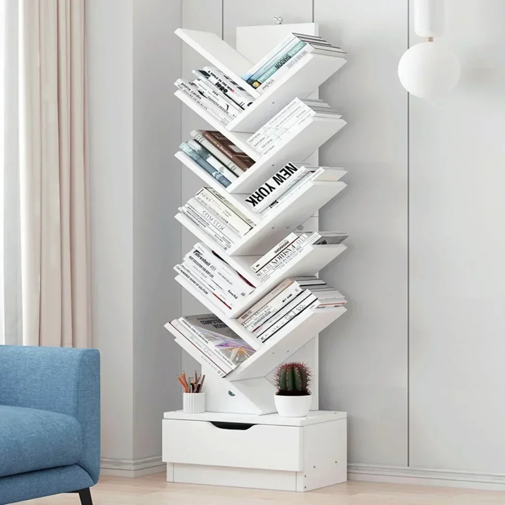 Tree Shaped Bookshelf 8/10/12 Layers High-capacity Floor Standing Closet Organizer Bedroom Wall Shelf Book Shelf Furniture