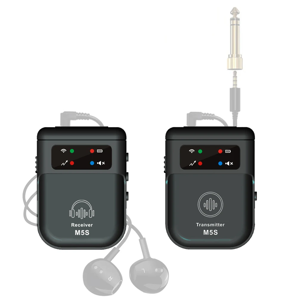 

Stereo Wireless in-Ear Monitor System 2.4G Wireless IEM System Stage Monitor for Studio, Band Rehearsal, Live Performance