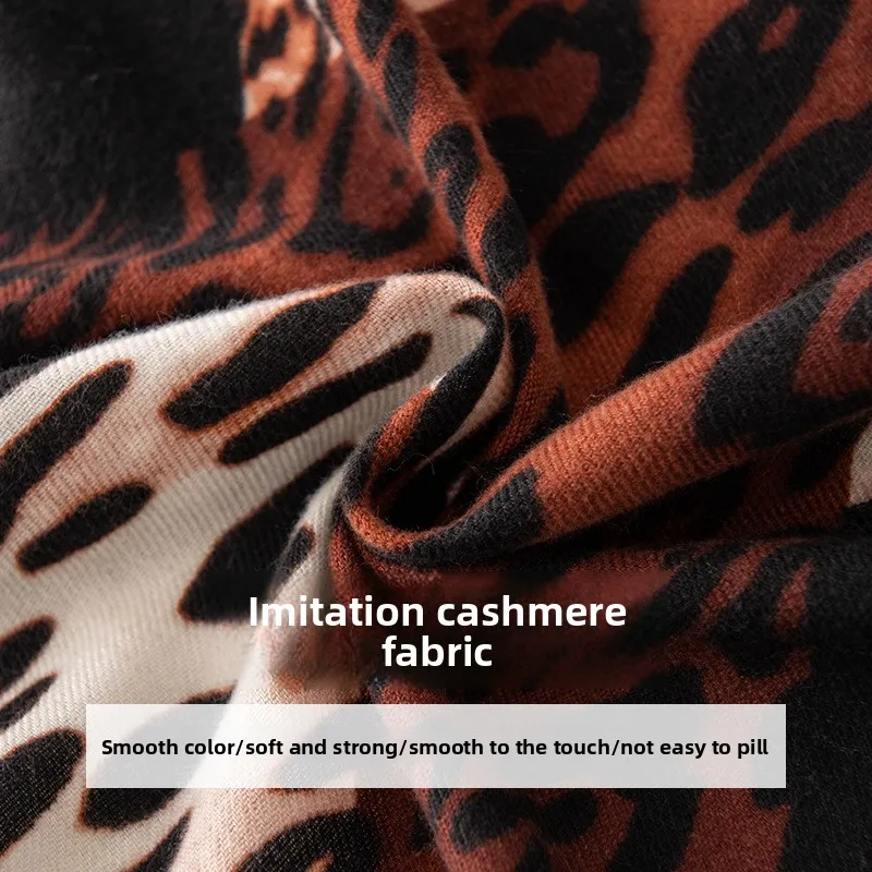 2025 موضة جديدة حك ليوبارد نمط شخصية شال متوسط إلى طويل مقاومة البرد ضوء فاخر قسط وشاح