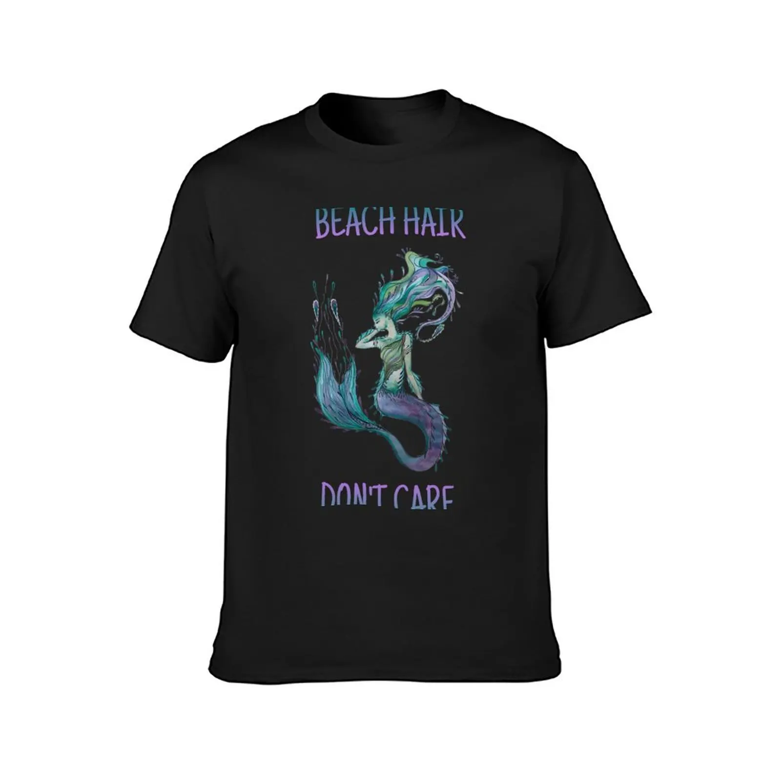 Beach Hair, Don’t Care, Watercolor Mermaid T-Shirt plain plus size tops Aesthetic clothing men graphic t shirts