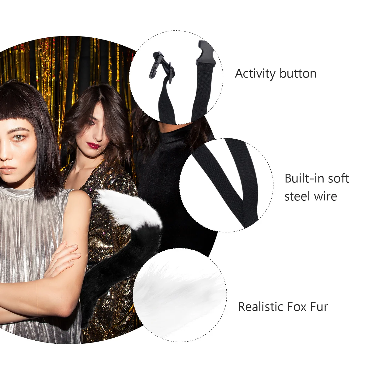

Faux Fox Tail Elastic Waistband Adjustable Bendable Tail for Halloween Party Cosplay Costume Cosplay Halloween Costume