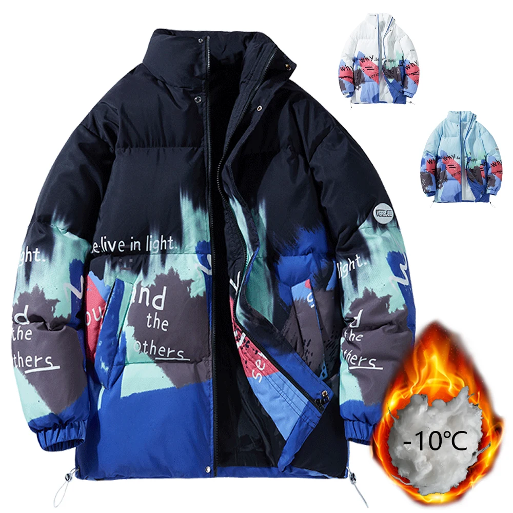 

New Padding Winter Men Jacket Casual Parka Outwear Waterproof Puffer Padding Stand With Contrast Color Print -10℃ Warm Clothing