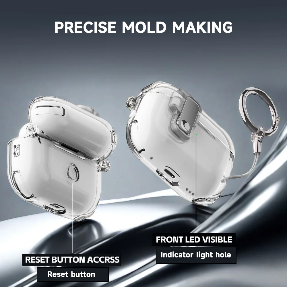Transparent Crystal Wireless Bluetooth Earphone Case For Airpods Pro 2 2nd TPU Clear Switch Lock Cover Airpods 4 3 2 1 Funda - view 2