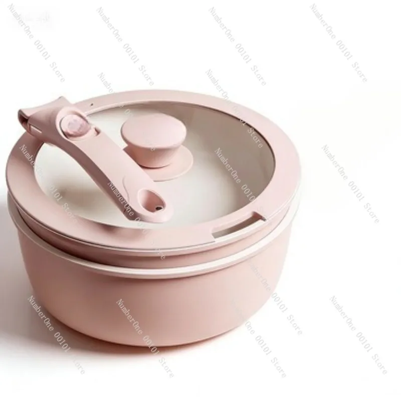 Ceramic Non Stick Cookware Set Detachable Handle Frying Pan Soup Pot Flat Pan Kitchen Cookware Set Household Cooking Pots