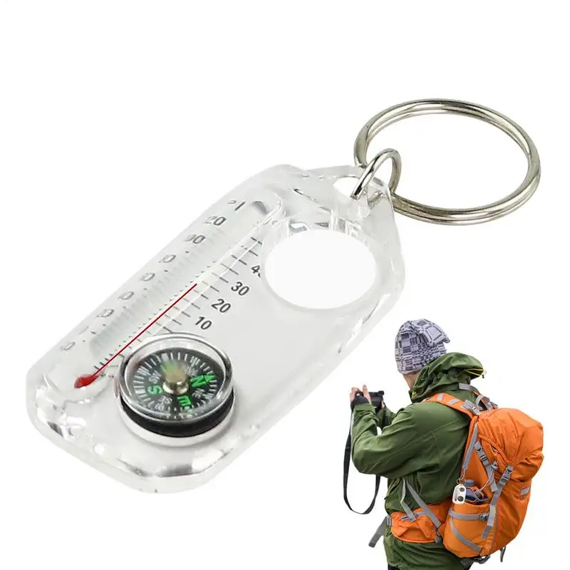 

Compasses Thermometers Keychain Portable luminous Guiding Compass Multi-functional Outdoor Camping Survival Tool