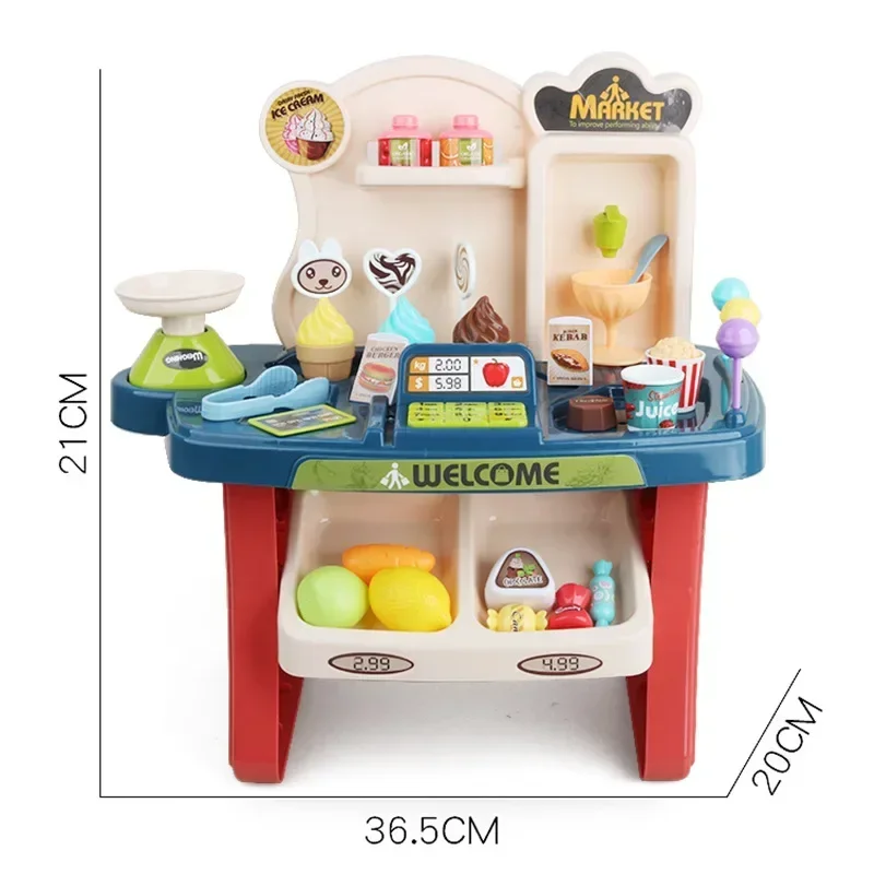 33 pz/set Casa di Alta Qualità supermercato camion dei gelati caramelle carta di credito Popcorn Play house Giocattolo Interattivo bambino miglior regalo