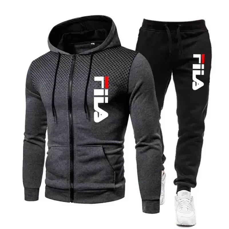 

2025 Men's Casual Jogging Fitness Fashion Sportswear Set for Spring and Autumn: Two-piece Zipper Sweatshirt + Sweatpants