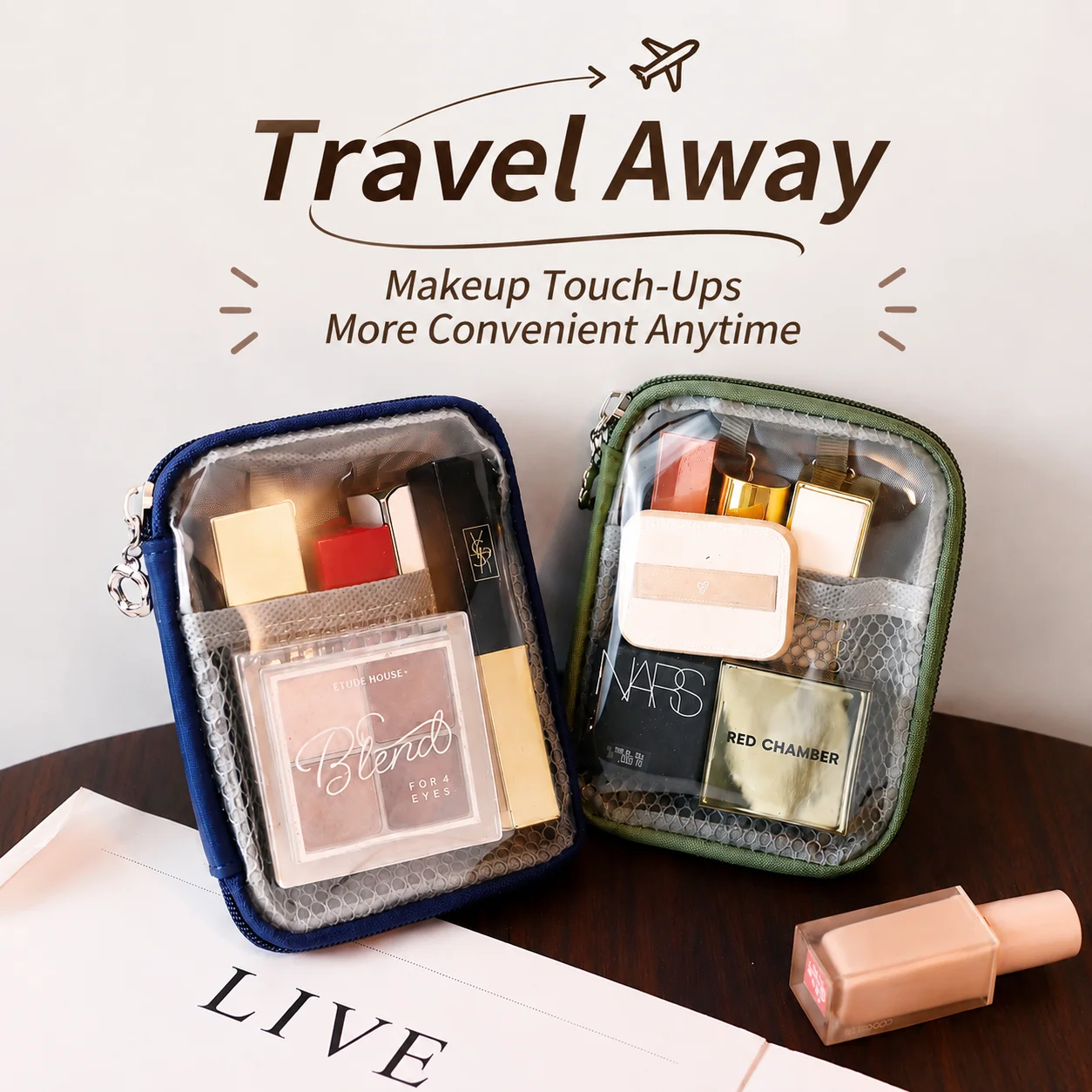 PVC Clear Storage Bag Large Capacity Waterproof Hard Shell Multifunctional Organizer for Cosmetic Cable Desktop Supplies