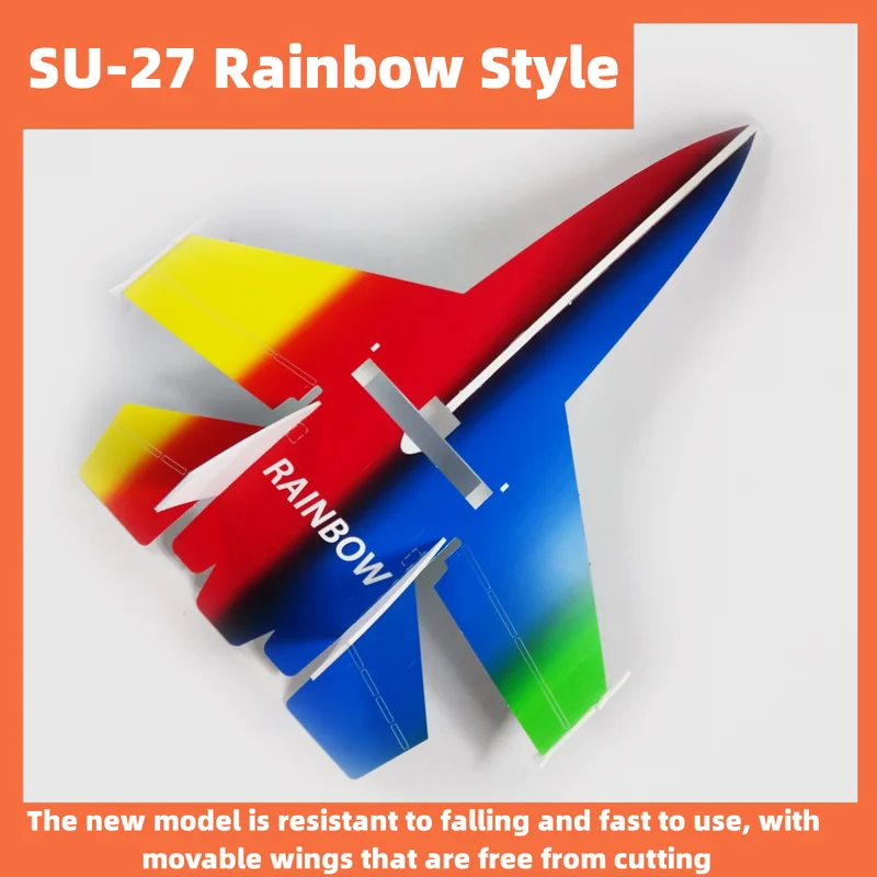 Su 27 Rainbow Kt Board Aircraft Model Fixed Wing Anti Fall Pp Board Radio Controlled  Diy Glider Toy Gift Drop Resistant Qui