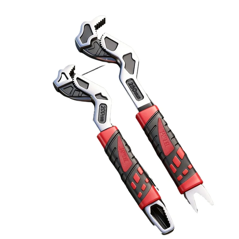 New Double Head Self-Locking Wrench Large Opening Labor-Saving Heavy Duty 3-Sided Tooth Non-Slip Multi-Functional Adjustable
