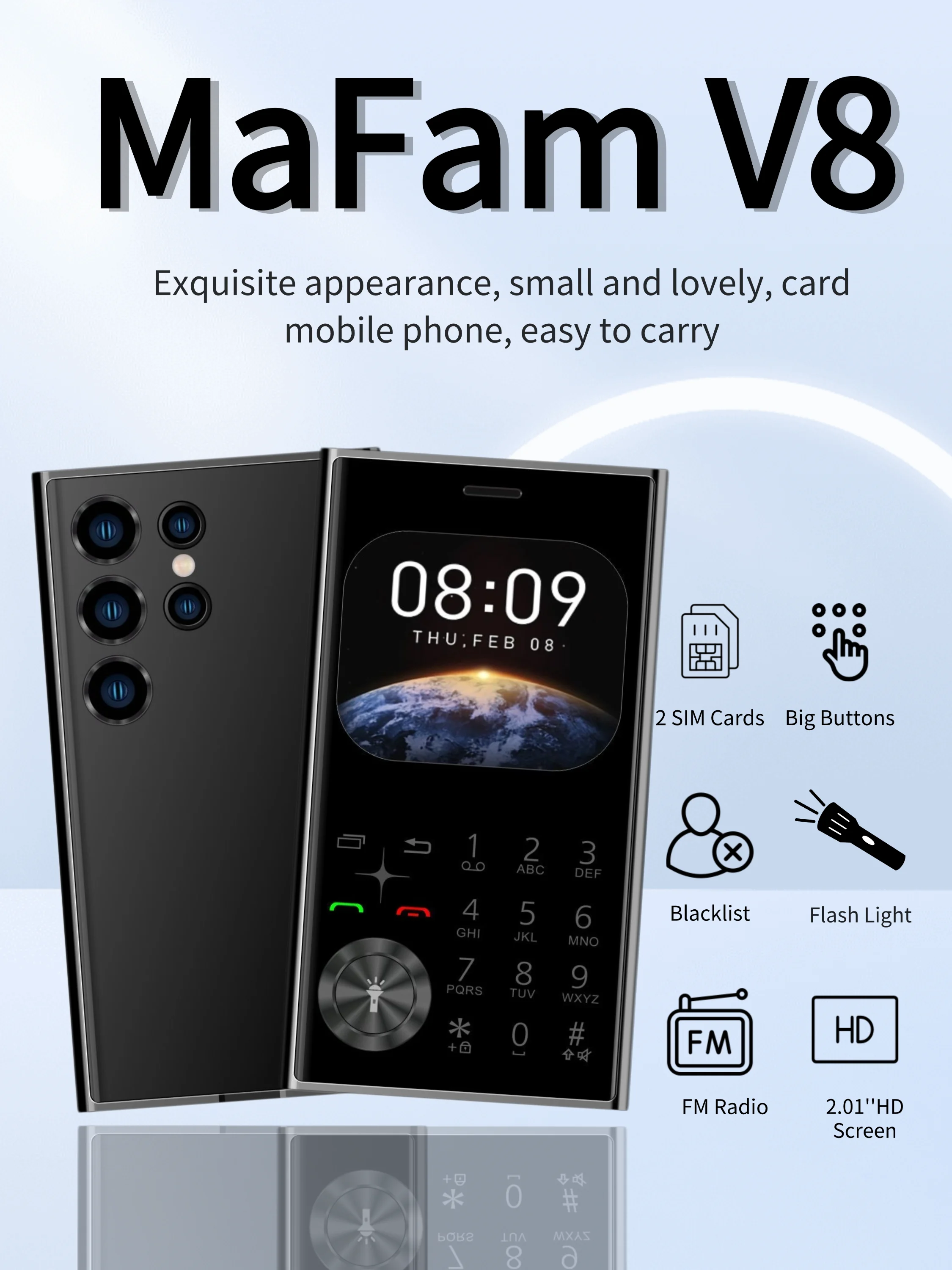 Credit Card Size Mini Phone Unlocked Dual SIM Ultra Thin 2.0