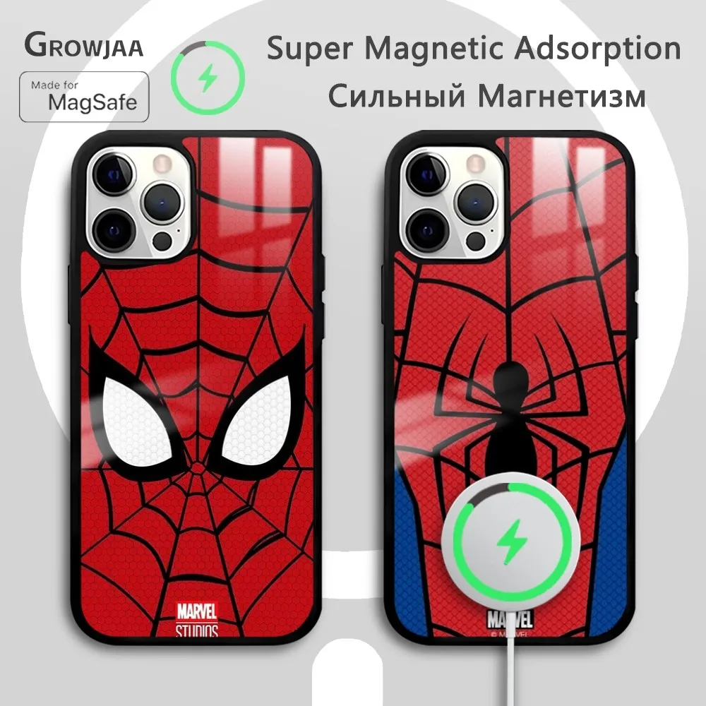 

Spider Man Phone Case For iPhone 16 15 14 13 12 11 Pro Max Plus Mini New Magsafe Mirror Wireless Magnetic Funda