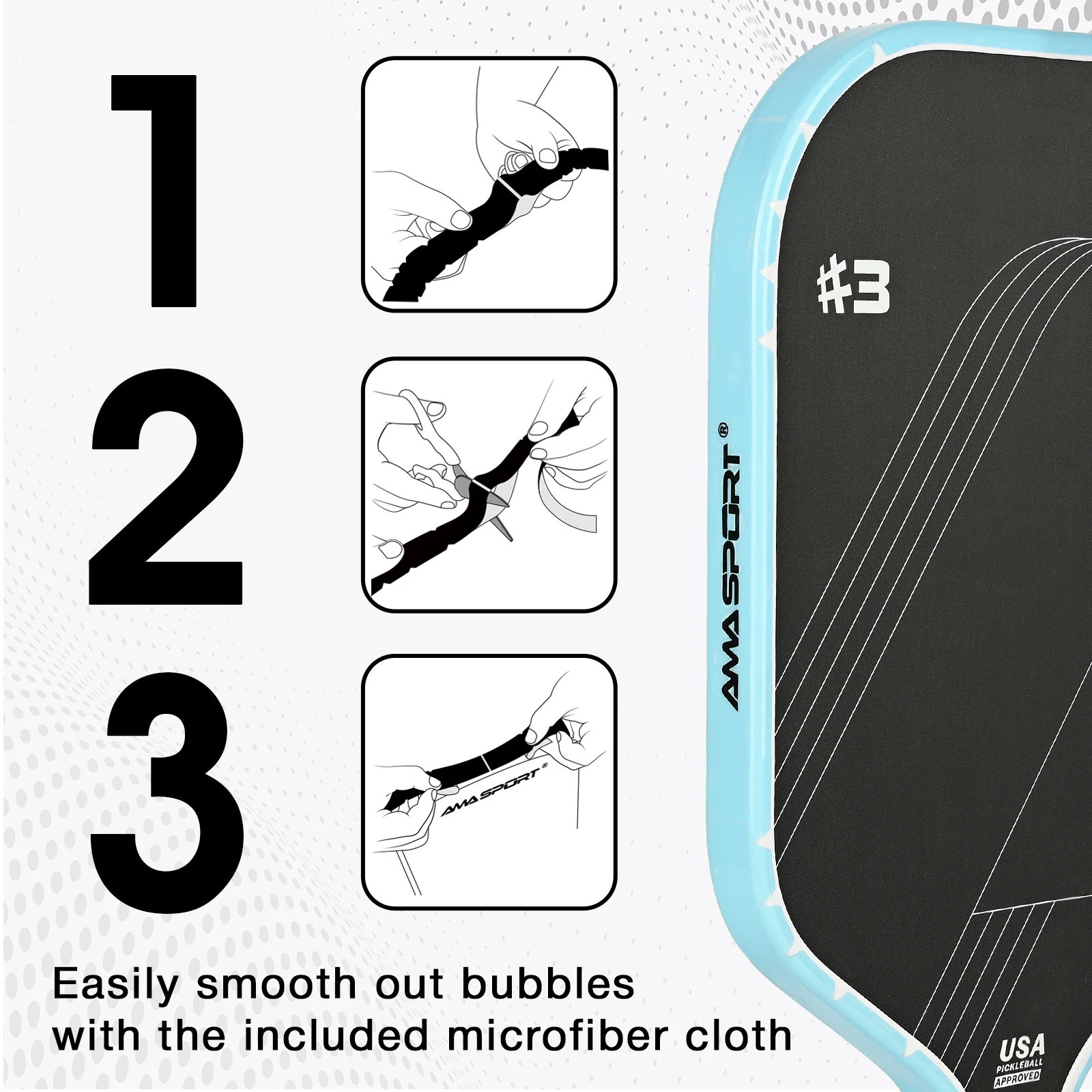 AMA SPORT Pickleball Paddle Edge Tape Head Edge Tape Colored Transparent Version Perfectly Fits the Curved Edge Not Wrinkling