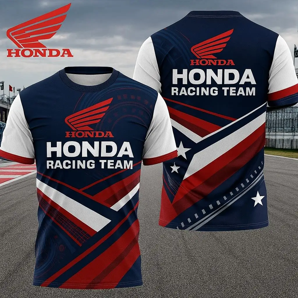 

Мужская футболка Honda Racing, быстросохнущая, с коротким рукавом, легкая и дышащая, мотоциклетная, байкерская, спортивная одежда для верховой езды на открытом воздухе