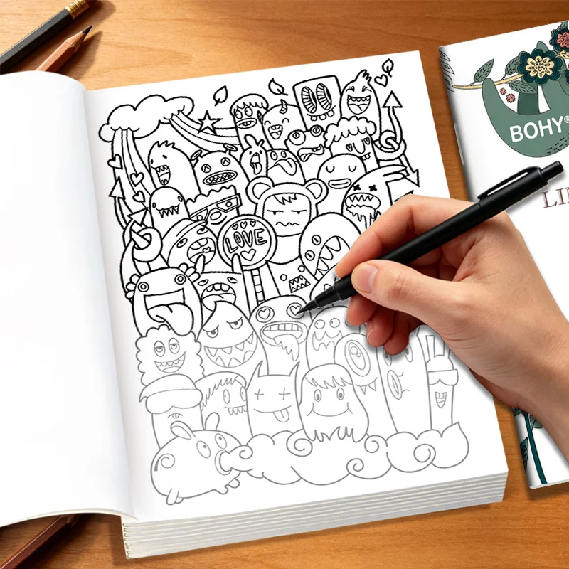 1 Adult Brain Inspired Graffiti Healing Coloring Album 22 Pages, Include Desserts and Flowers/amusement Parks/dense Fun Monsters