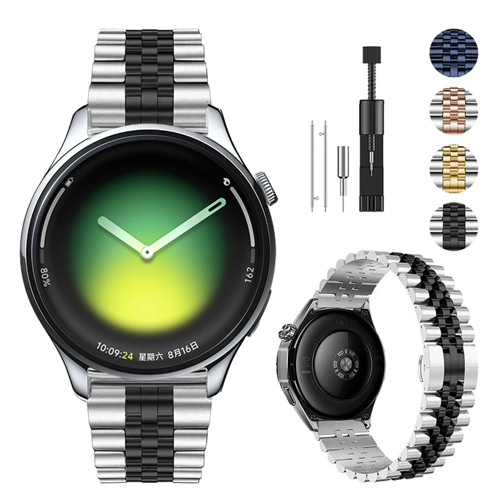 Correa de Metal de 22mm para Xiaomi Watch 5/Oneplus Watch Lite/3/2/2R, Correa de Acero Inoxidable para Oppo Watch S/X2 Amazfit Active Max