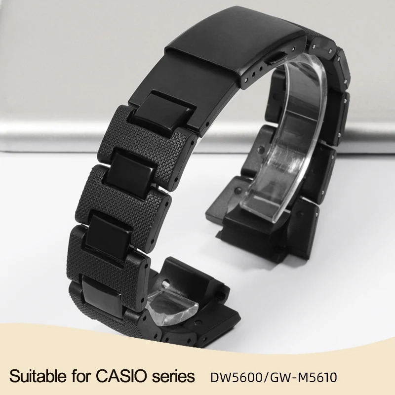 Watch Strap For Casio G-shock DW6900 DW5000 GWM 5610 DW5600 Composite Plastic Steel Watchband Men's 16mm Wristband Accessoriesd