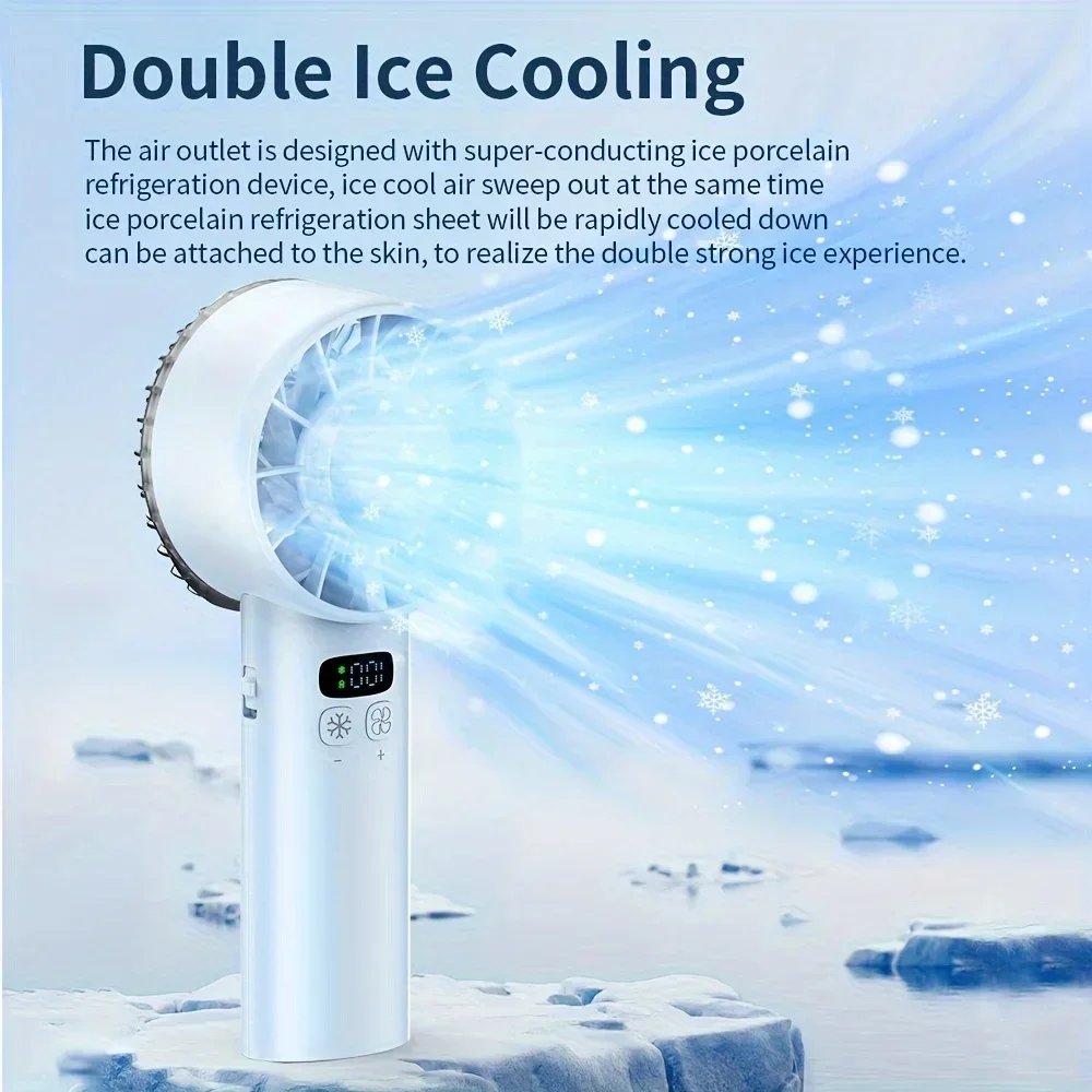 

Новый мини-вентилятор с воздушным охлаждением, ручной ледяной компресс, бесшумный вентилятор, 100-скоростной регулируемый портативный высокоскоростной вентилятор, зарядка через USB