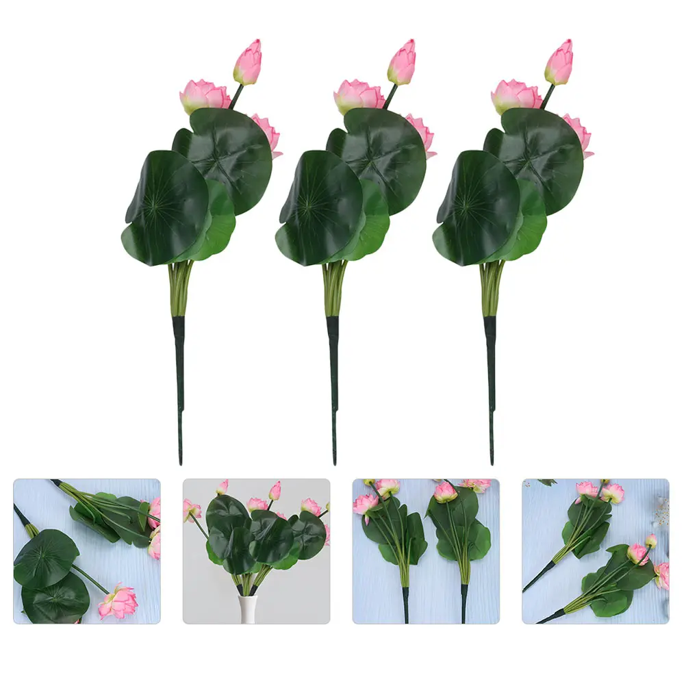 

3 Pcs Artificial Lotus Flowers Home nament Decor Silk Simulation Cloth Floral Fake Lotus Elegant Craft Durability Safe