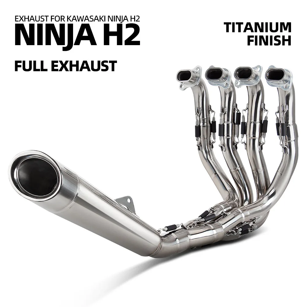 

Для Kawasaki Ninja H2R H2 H2C мотоциклетная выхлопная система, модификация титанового коллектора, глушитель, глянцевый комплект для побега