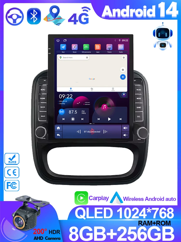 Android 16 – radio samochodowe do Renault Trafic 3 (2014–2021) i Opel Vivaro B (2014–2018) – odtwarzacz multimedialny, nawigacja GPS, procesor DSP. — 2