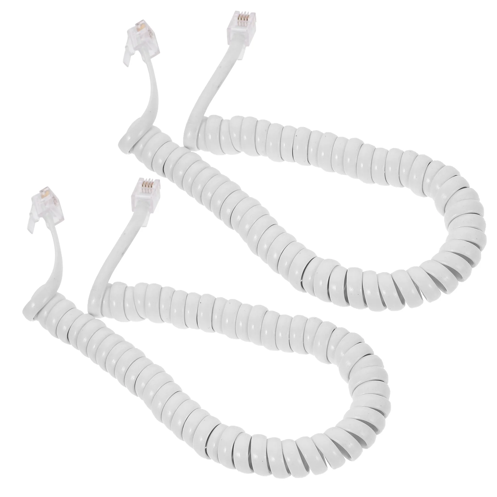 

2 Pcs Landline Phone Telephone Cord Spring Spiral Cables for Cords White Accessory