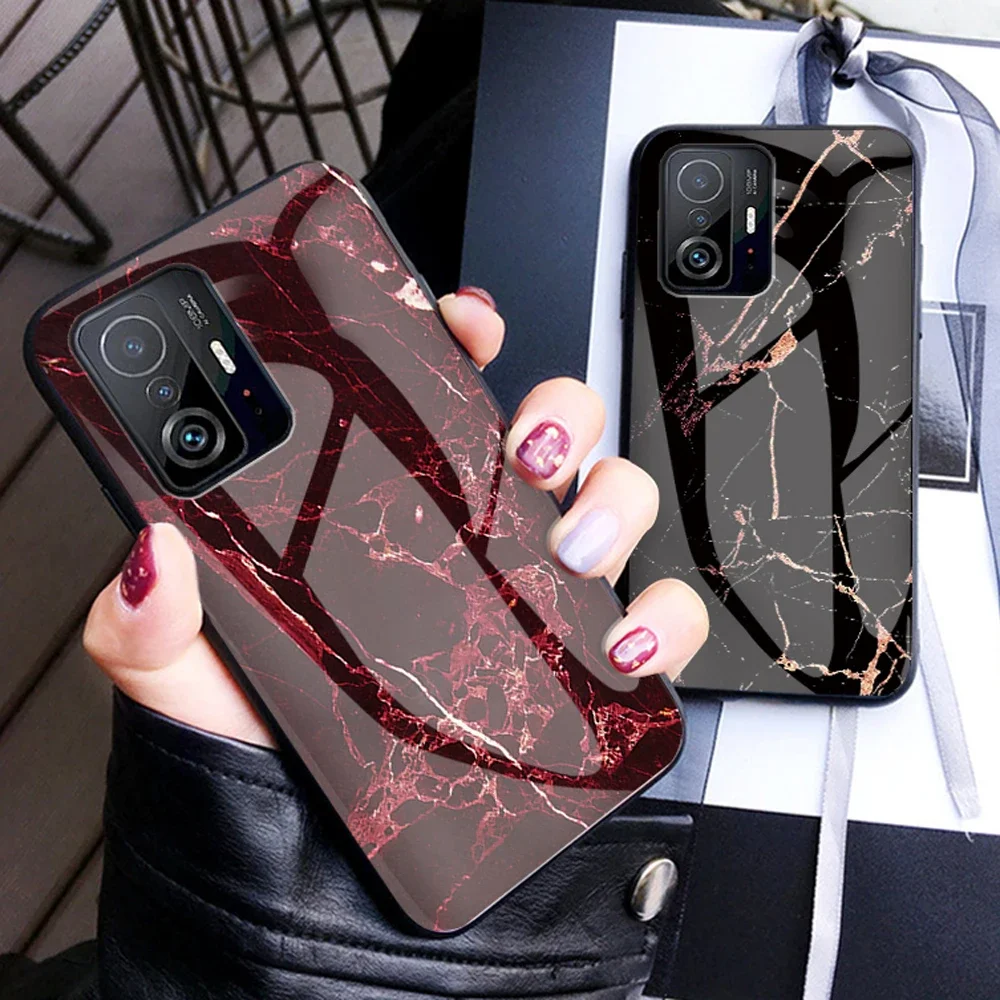 For Xiaomi 11T 12T 13T 13 Pro 5G Marble Tempered Glass Case for Xiaomi 11 Lite Back Cover M 12S Ultra 12X 10T 13 T Pro Funda