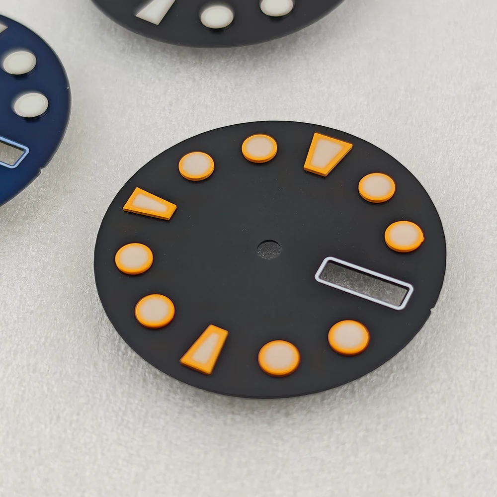28.8mm NH36 Dial Watch Dial Dual Calendar Green Luminous Customizable Logo Watch Face Watch Parts Fit NH36 Movement
