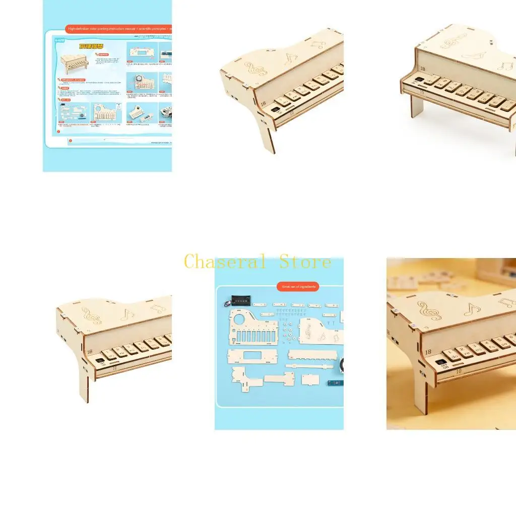 E7CE DIY Electronic Piano Compact Wooden Mini Piano Project, Circuit Learning Craft for Kids Students, Classroom Experiments