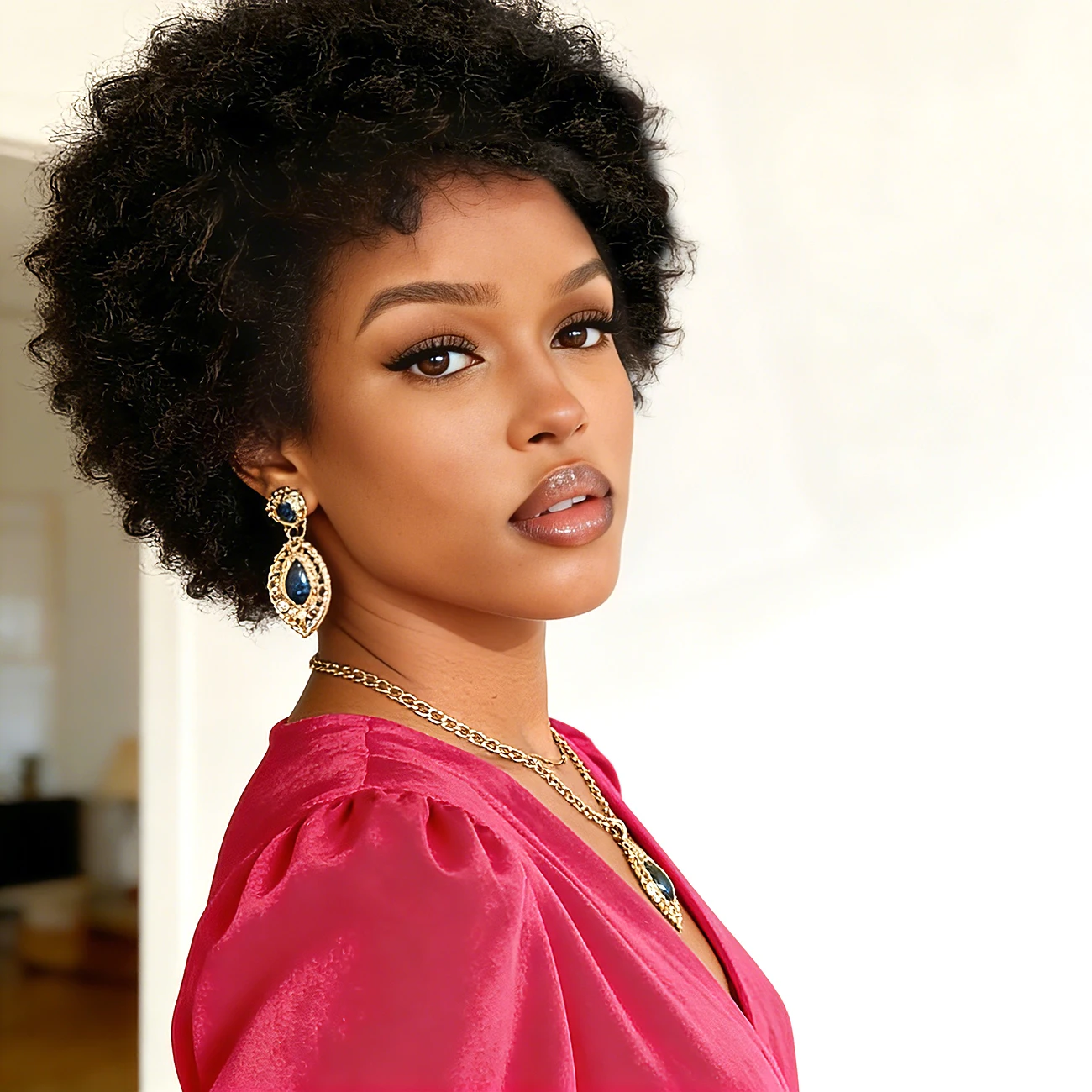 

Парик Afro Kinky Curly из натуральных волос, стрижка пикси, пышный, машинной работы, натуральный коричневый цвет, легко стилизуется, для женщин