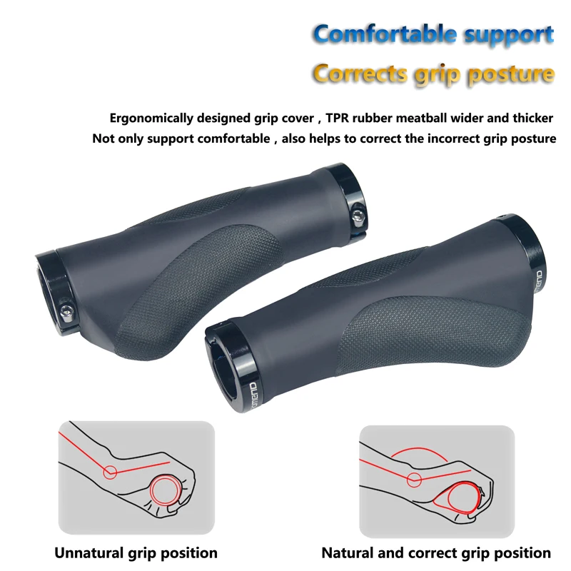 Bicycle Handlebar Grips TPR Rubber Comfy City Mountain Bike Scooter MTB Soft Cycling Handle Bar Cover End Non-slip Aluminum Lock
