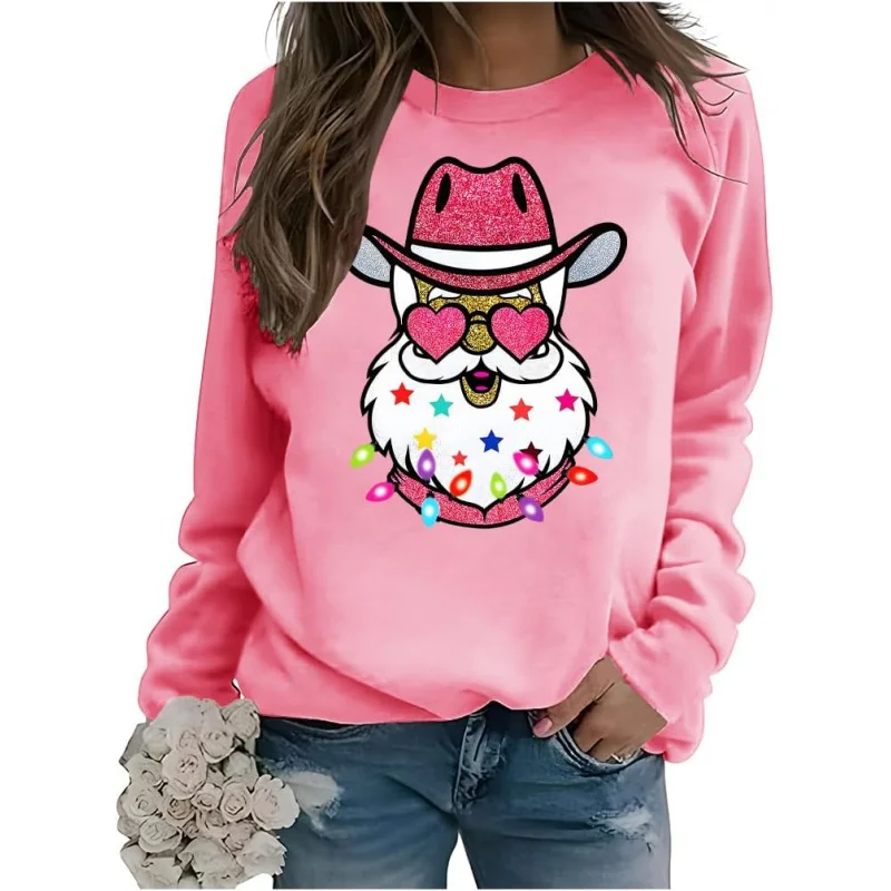 Santa With Sunglasses Glitter Christmas funny Sweatshirt