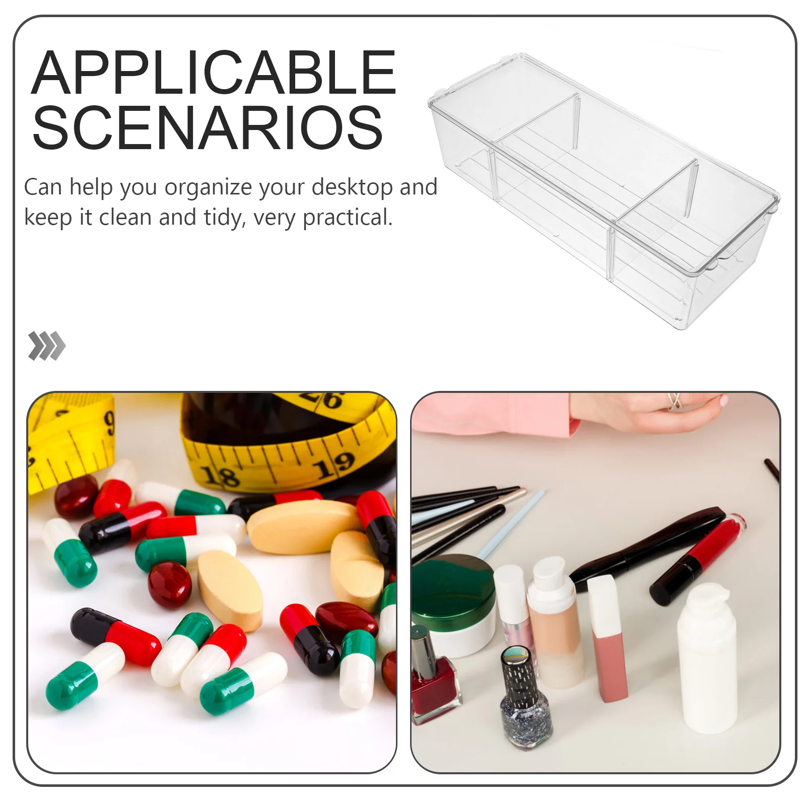 

Transparent Plastic Storage Box Desktop Organizer Medicine Dispenser Box Decoration Supplymulti-Compartment