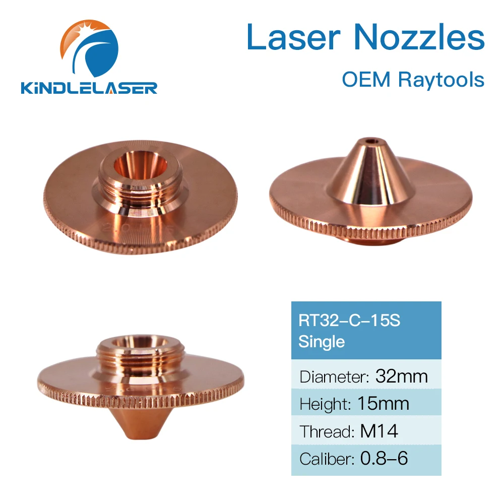 KINDLELASER Raytools C Type TQ Nozzles Dia.32mm H15mm Single/Double Layers Chrome-Plated Caliber 0.8-5.0mm For Cutting Head