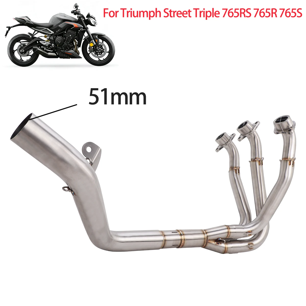 Tubo de escape delantero central Escape Moto para Triumph Street Triple 765RS 765R 765S 2017-2025, tubo de conexión deslizante para motocicleta
