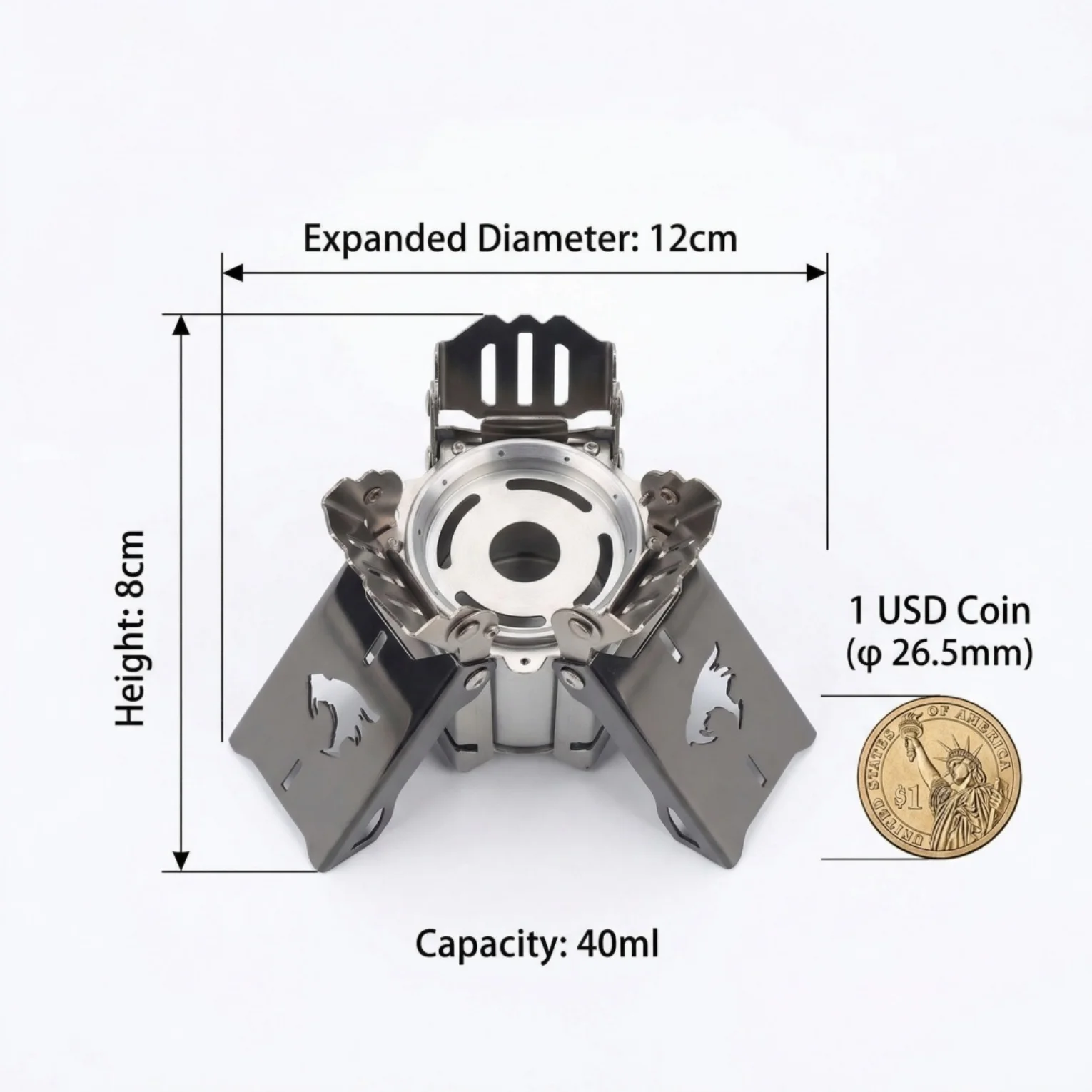 Mecha Style Tactical Alcohol Stove 260g Lightweight Portable Camping Stove 11Min Boil Outdoor Cooking Burner for Hiking Backpack view 4
