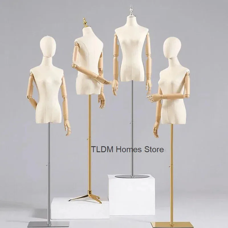 Clothing Store Mannequins Props Female Half Body with Head and Hands Mannequin Nordic Full Body Doll Display Wedding Model Shelf