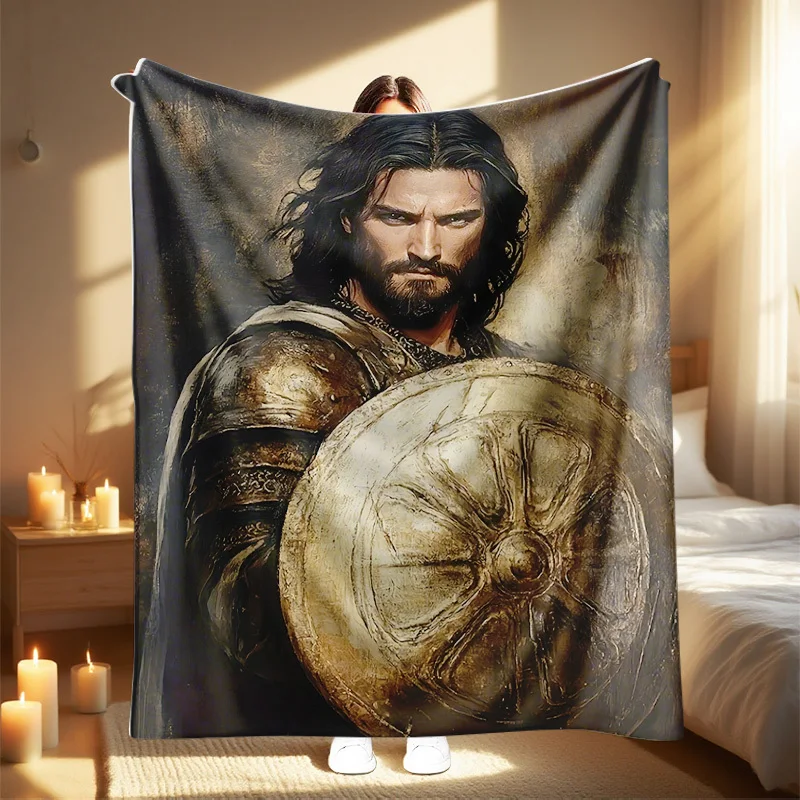 

1 шт. Новое одеяло на осень-зиму 2025 года — принт King Arthur Knight, идеально подходит для гостиной, путешествий, кемпинга, домашнего использования, идеального праздника