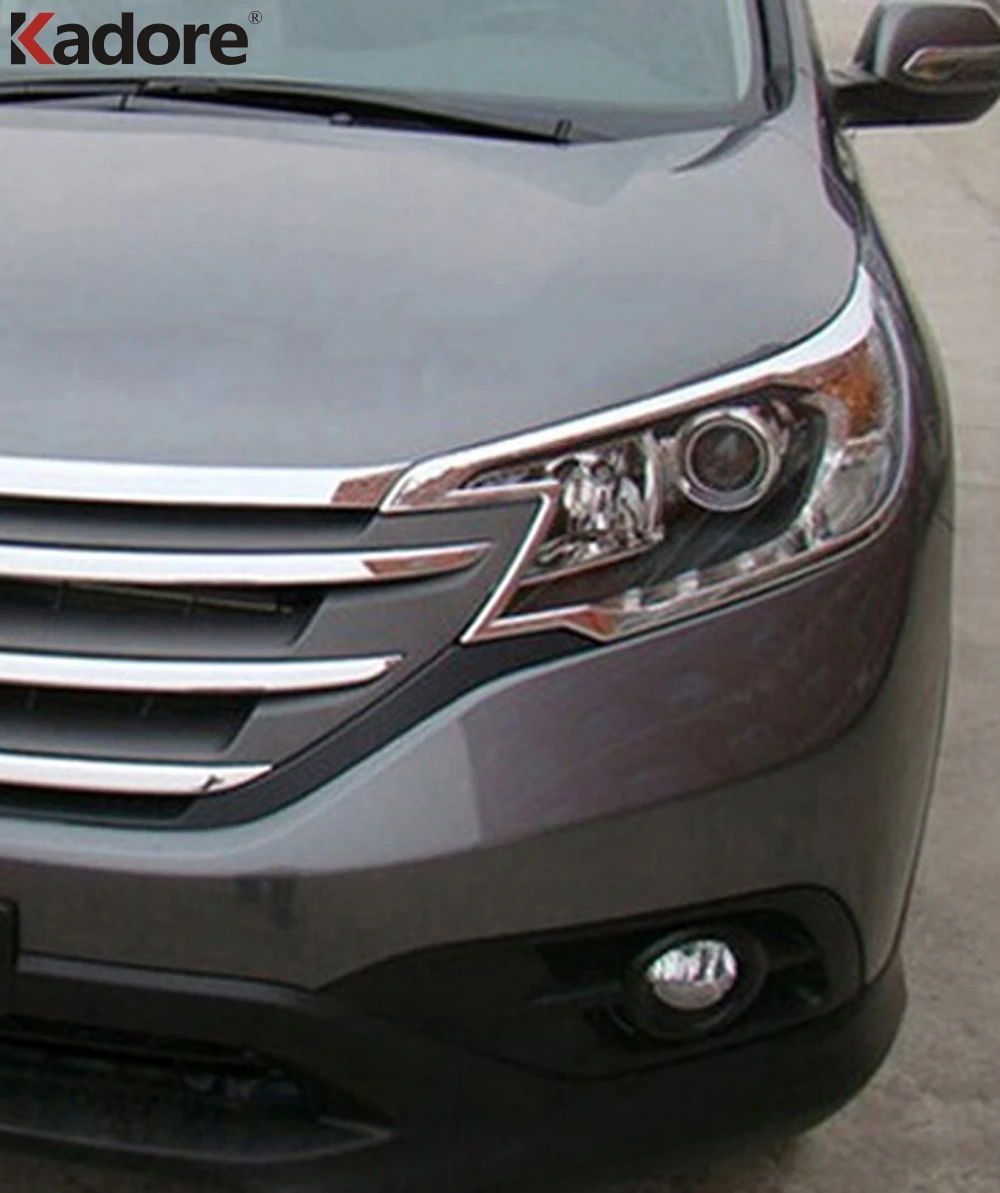 Car Front Headlight Lamp Cover Trim For Honda CRV CR-V 2012 2013 2014 Chrome Front Head Lights Molding Garnish Trims Accessories